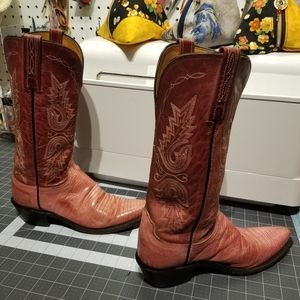Lucchese pink lizard/ calfskin cowboy boots